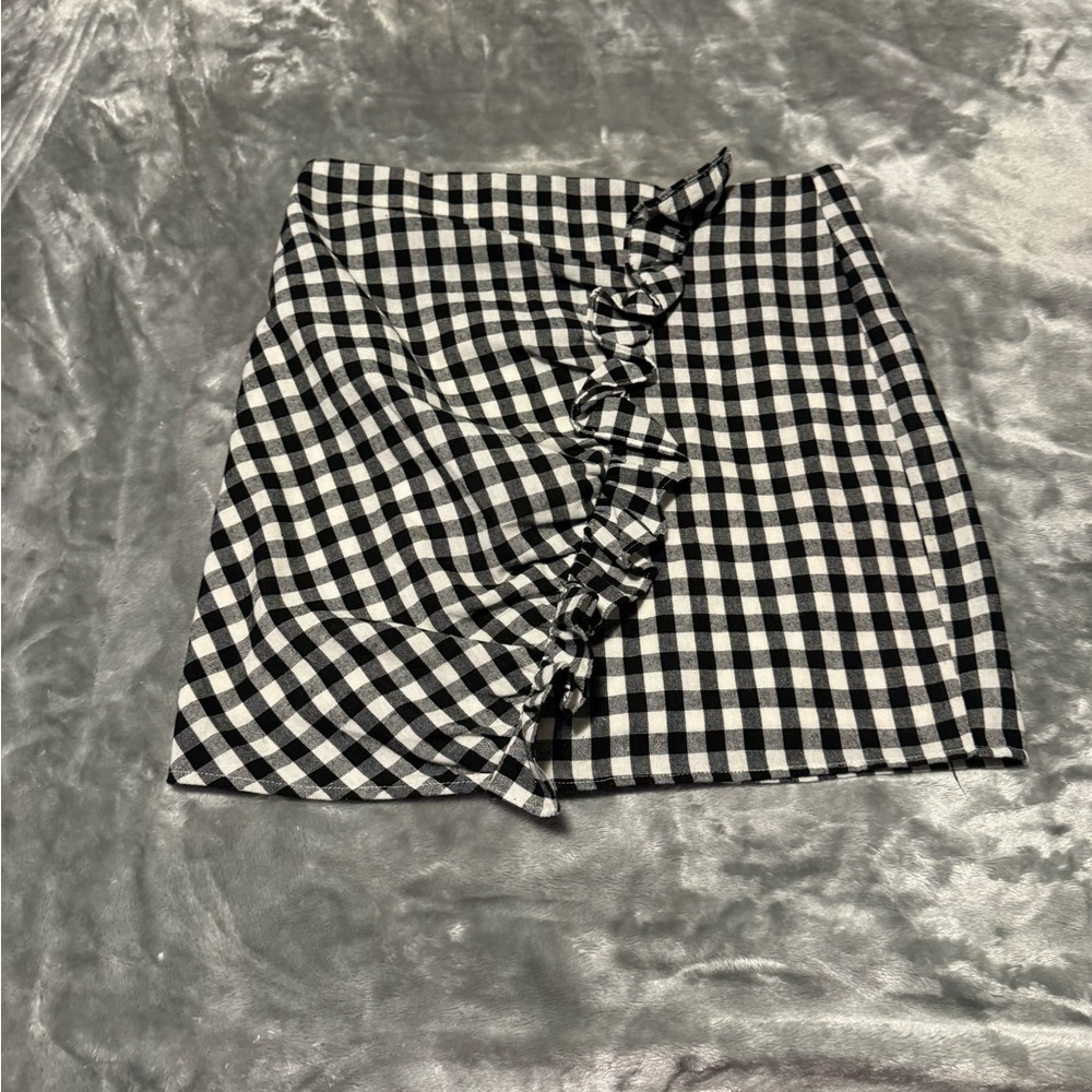 The Impeccable Pig Gingham Ruffle Mini Skirt - image 1